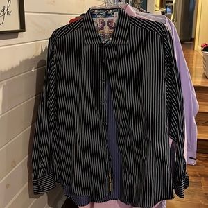 Men’s Robert Graham Navy Blue striped button up